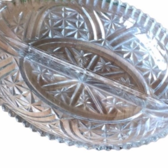 Glass Vintage relish and pickle serving dish divider fruit cannot touch relish - Picture 3 of 4